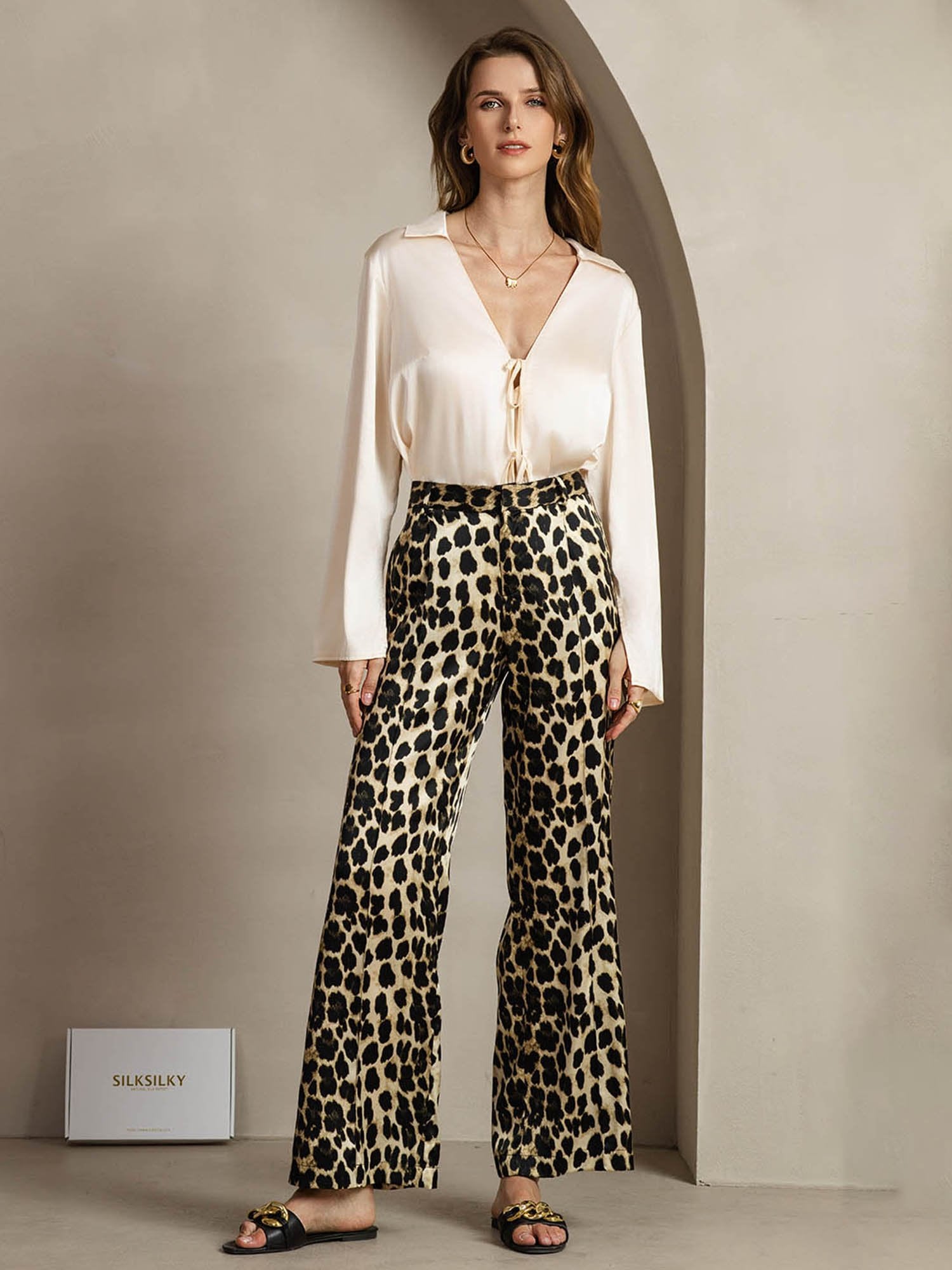[Leopardo] SilkSilky-IT 19Momme Seta Womens Pants 006
