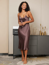 [Caffè] SilkSilky-IT Sleeveless V Neck Camicia da notte 001