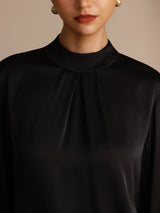 [Nero] SilkSilky-IT Long Sleeve Stand Collar Bluse 005