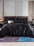 SilkSilky IT 22Momme Seta pura Bedding Set Nero 001