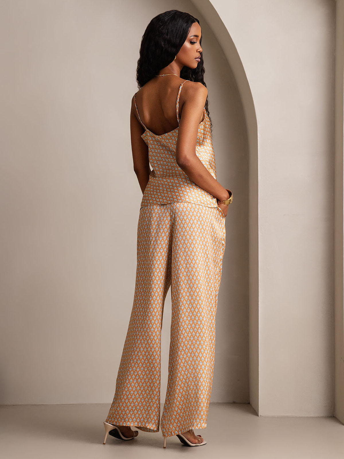[Floral] SilkSilky-IT Seta pura Collo a V Set di Bretelle 002