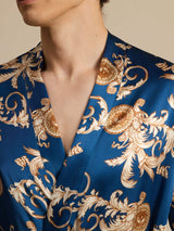 [Drago Navy] SilkSilky-IT Long Sleeve Vestaglia da uomo 003