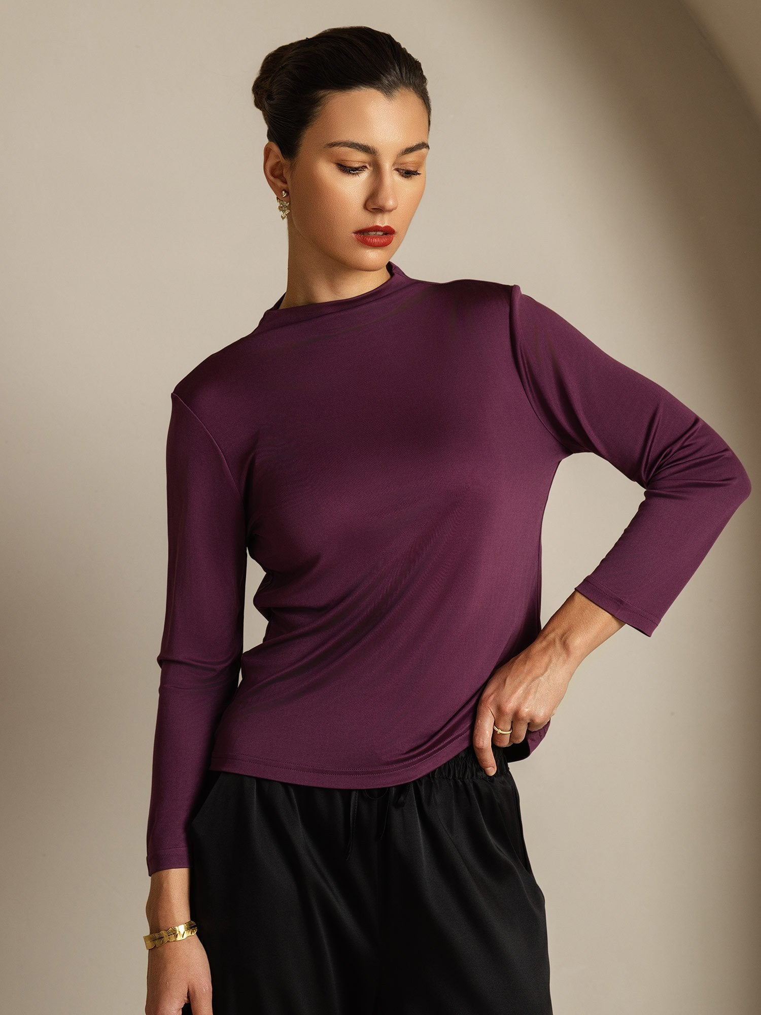 [Viola] SilkSilky-IT Seta pura Womens T-Shirt 003
