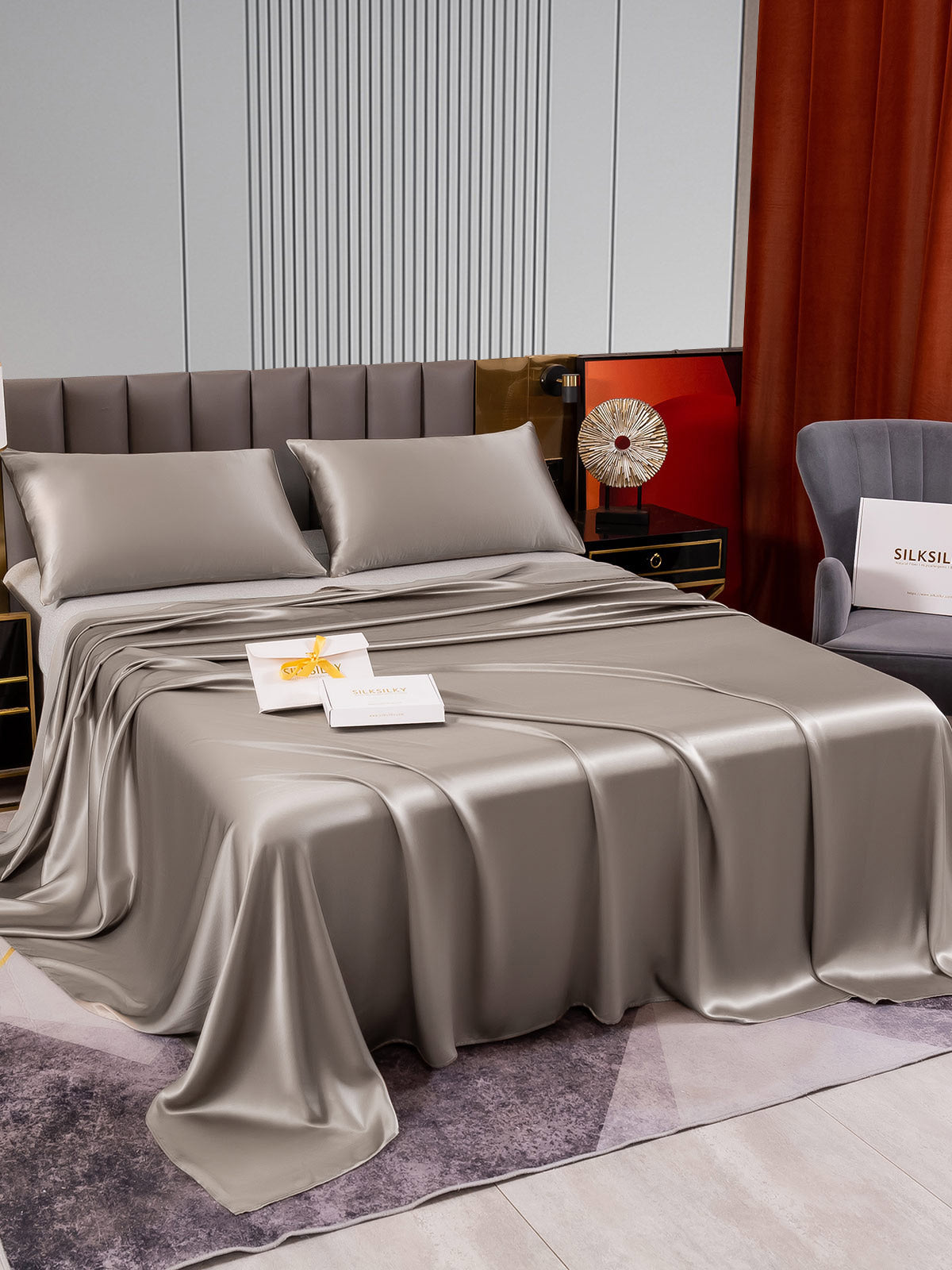 [Grigio] SilkSilky-IT 22Momme Seta pura Bedding Set 003