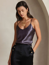 [Grigio Porpora] SilkSilky-IT Spaghetti Strap V Neck Cami 007