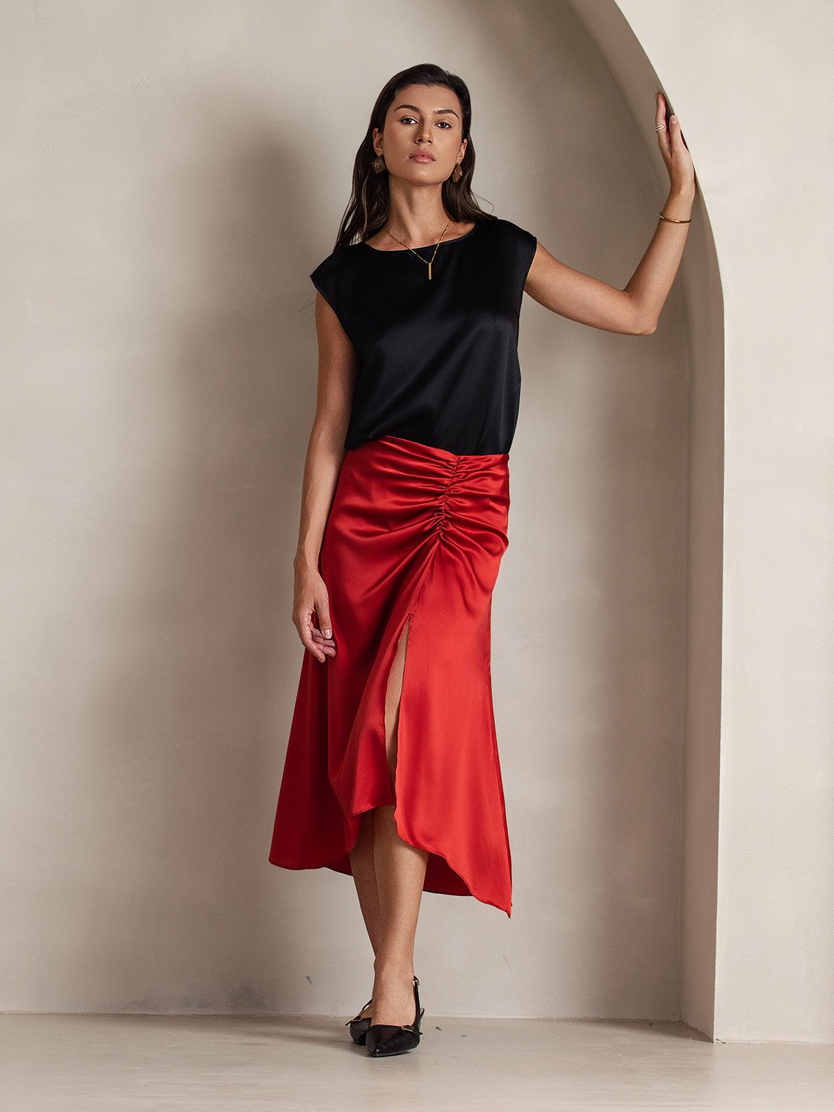 [Nero] SilkSilky-IT 19Momme Seta Womens T-Shirt 007