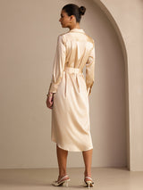 [Champagne] SilkSilky-IT Long Sleeve Lapel Collar Vestiti da donna 002