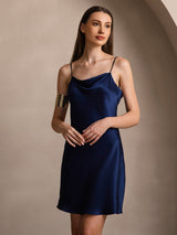 [Blu Scuro] SilkSilky-IT Sleeveless Cowl Neck Vestiti da donna 003