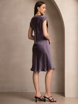 [Grigio Porpora] SilkSilky-IT Cap Sleeve V Neck Camicia da notte 002