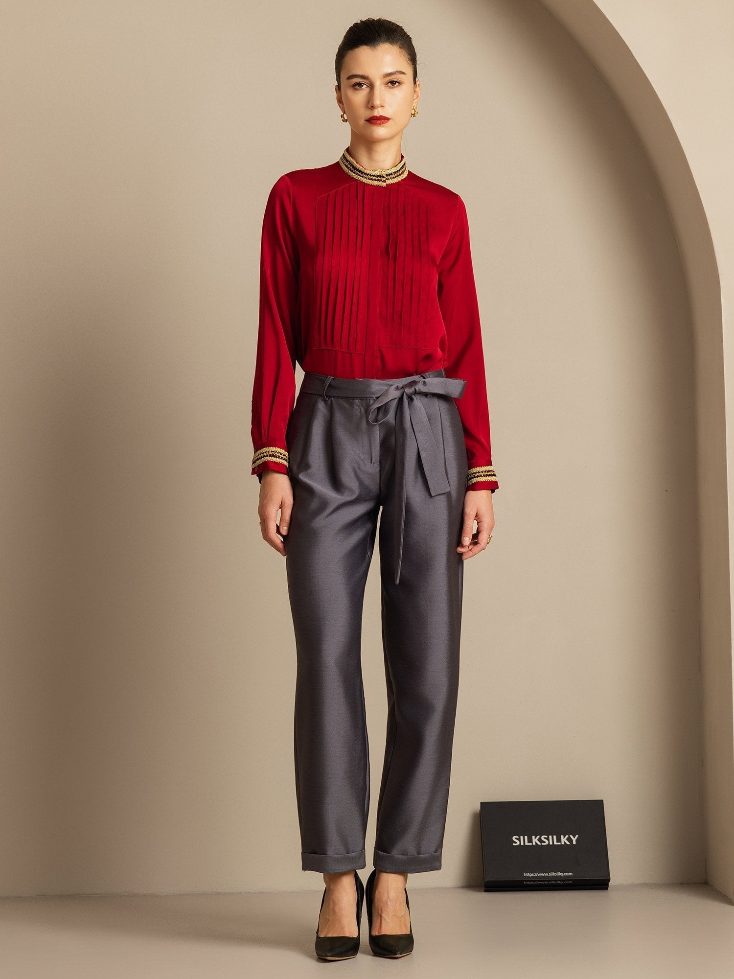 [Grigio] SilkSilky-IT 32Momme Seta Womens Pants 006,