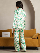 [Floreale Verde] SilkSilky-IT Seta pura Womens Pajamas 003,