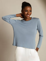 [BluGrigiastro] SilkSilky-IT Seta pura Womens T-Shirt 001