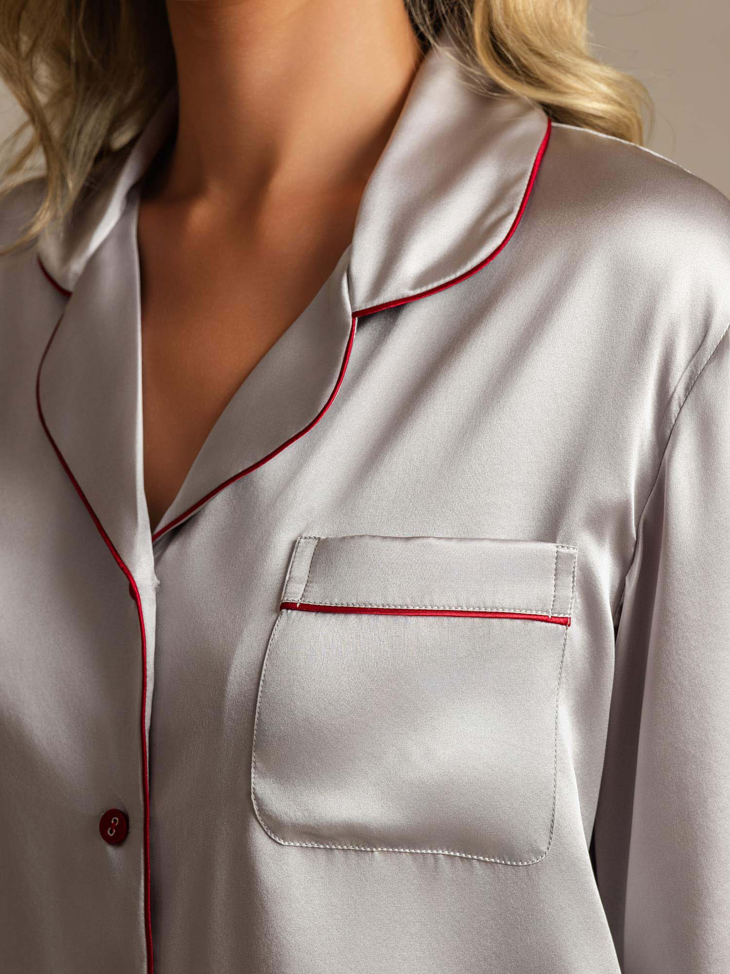 [Argento] SilkSilky-IT Seta pura Womens Pajamas 004