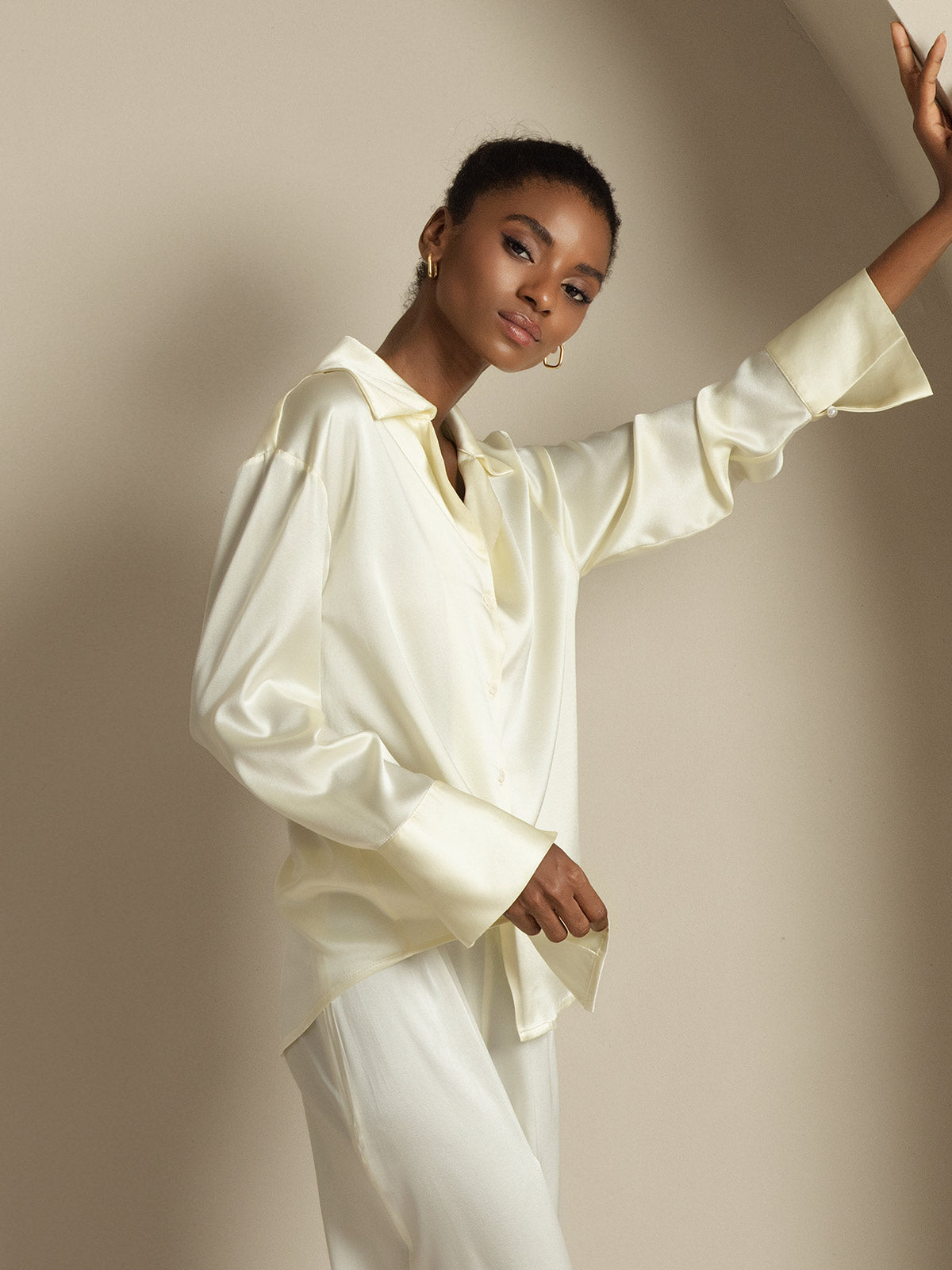[Avorio] SilkSilky-IT 19Momme Seta Womens Shirt 007
