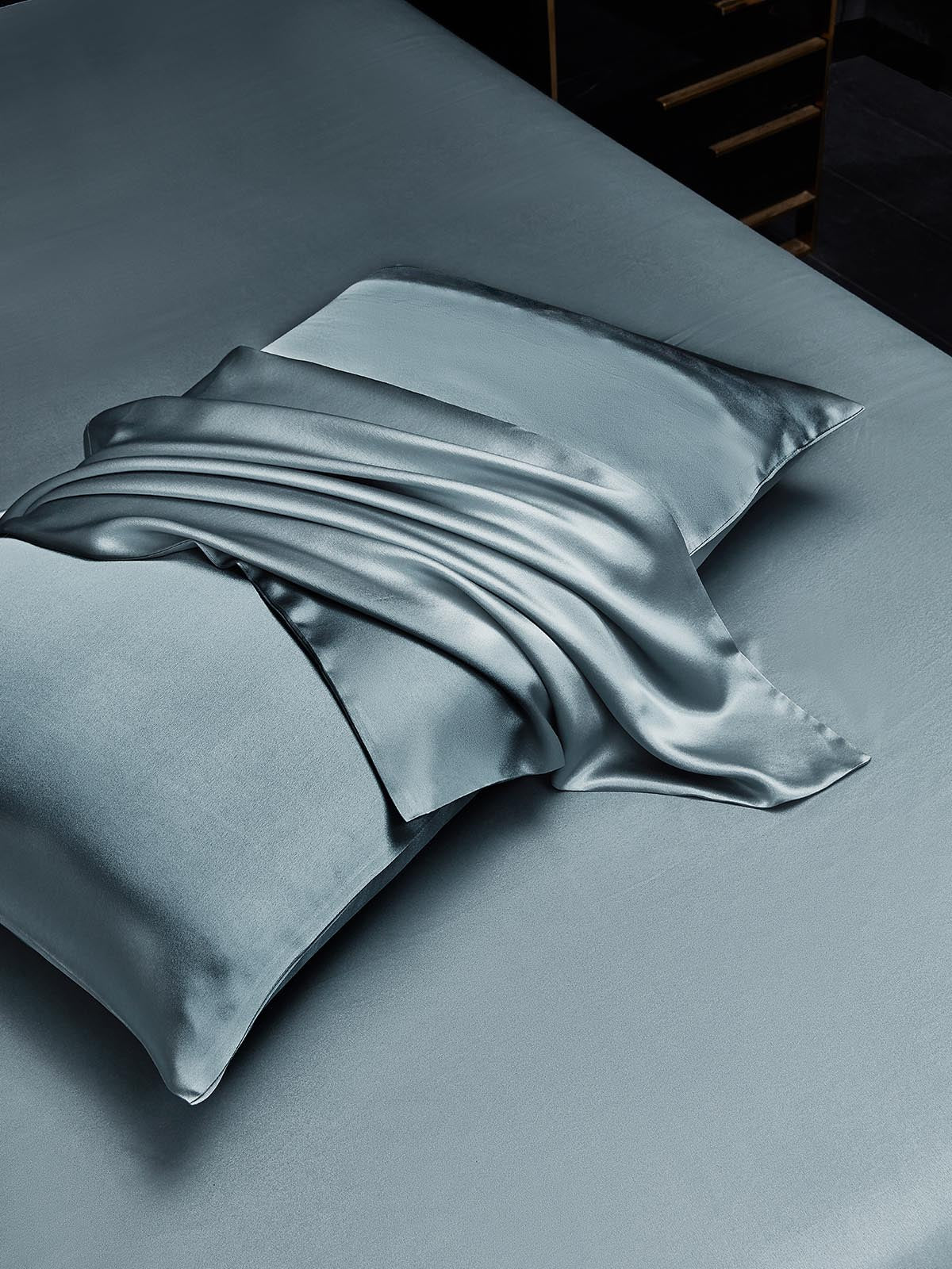 [Blu Grigiastro] SilkSilky-IT 19Momme Seta pura Pillowcase 003