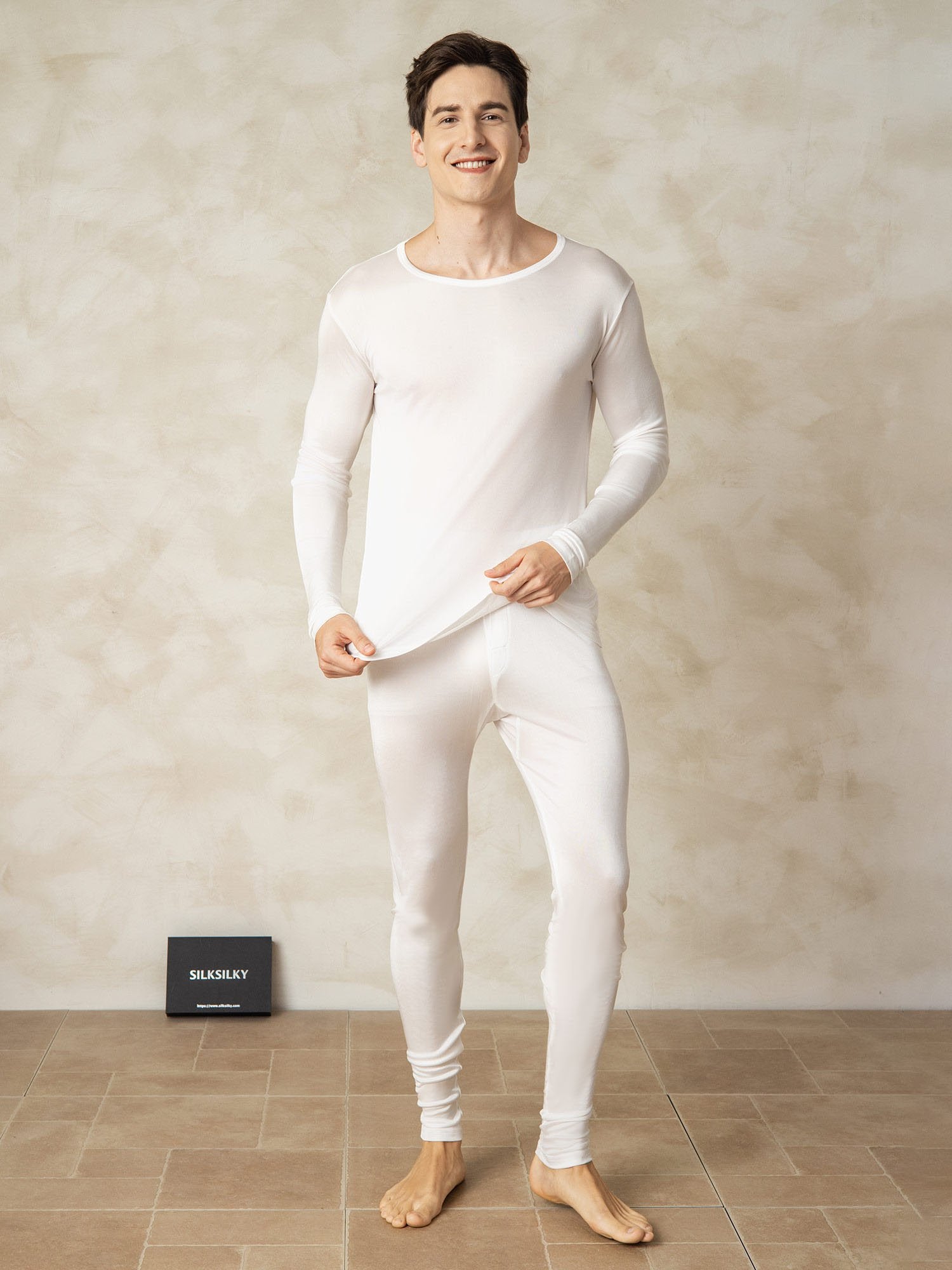 [Bianco] SilkSilky-IT Seta Mens Pajamas 001