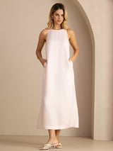 [Rosa Chiaro] SilkSilky-IT Sleeveless Crew Neck Vestiti da donna 001