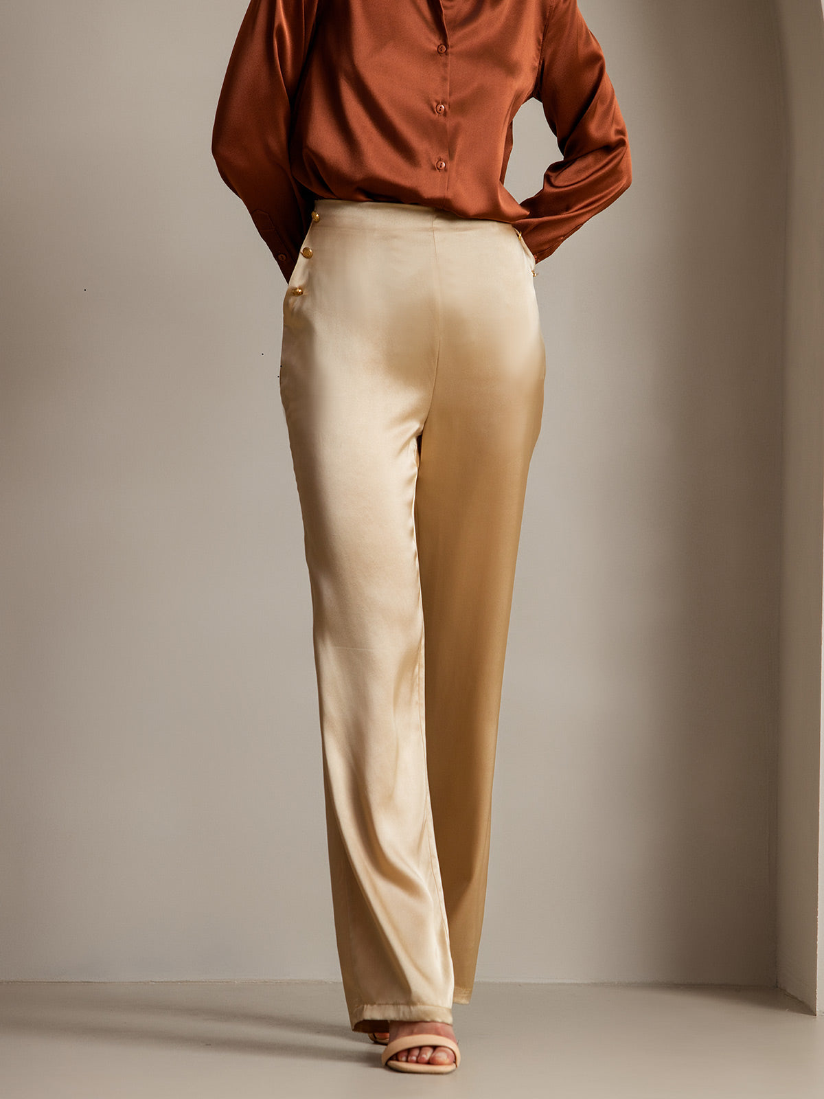 [Champagne] SilkSilky-IT 19Momme Seta Womens Pants 001