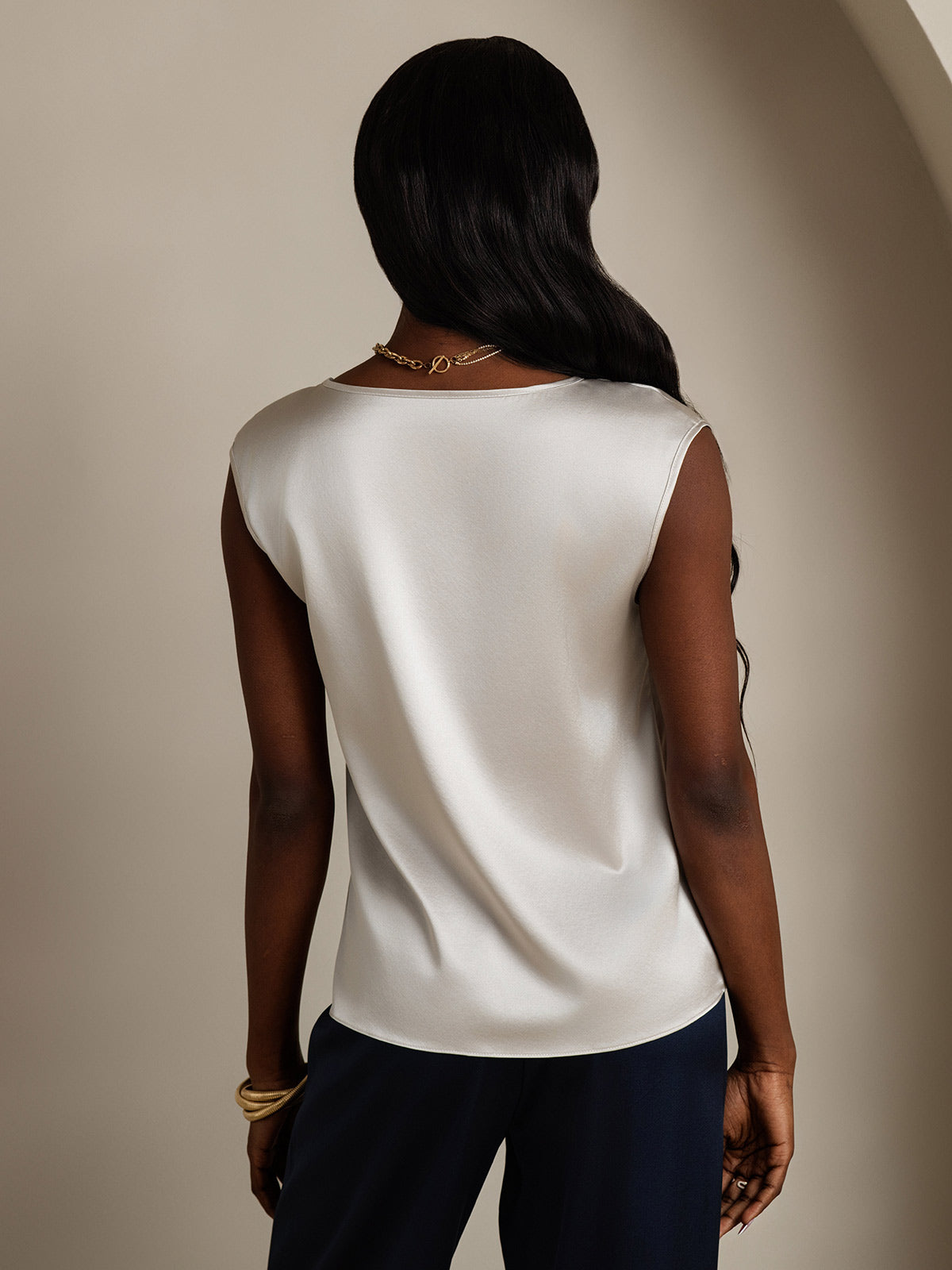 [Grigio Chiaro] SilkSilky-IT 19Momme Seta Womens T-Shirt 002