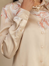 [Champagne] SilkSilky-IT 19Momme Manica lunga Colletto con Revers Camicie da donna 005