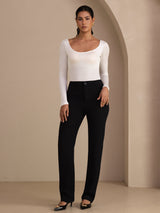 [Bianco] SilkSilky-IT Long Sleeve Collo a U Magliette donna 005