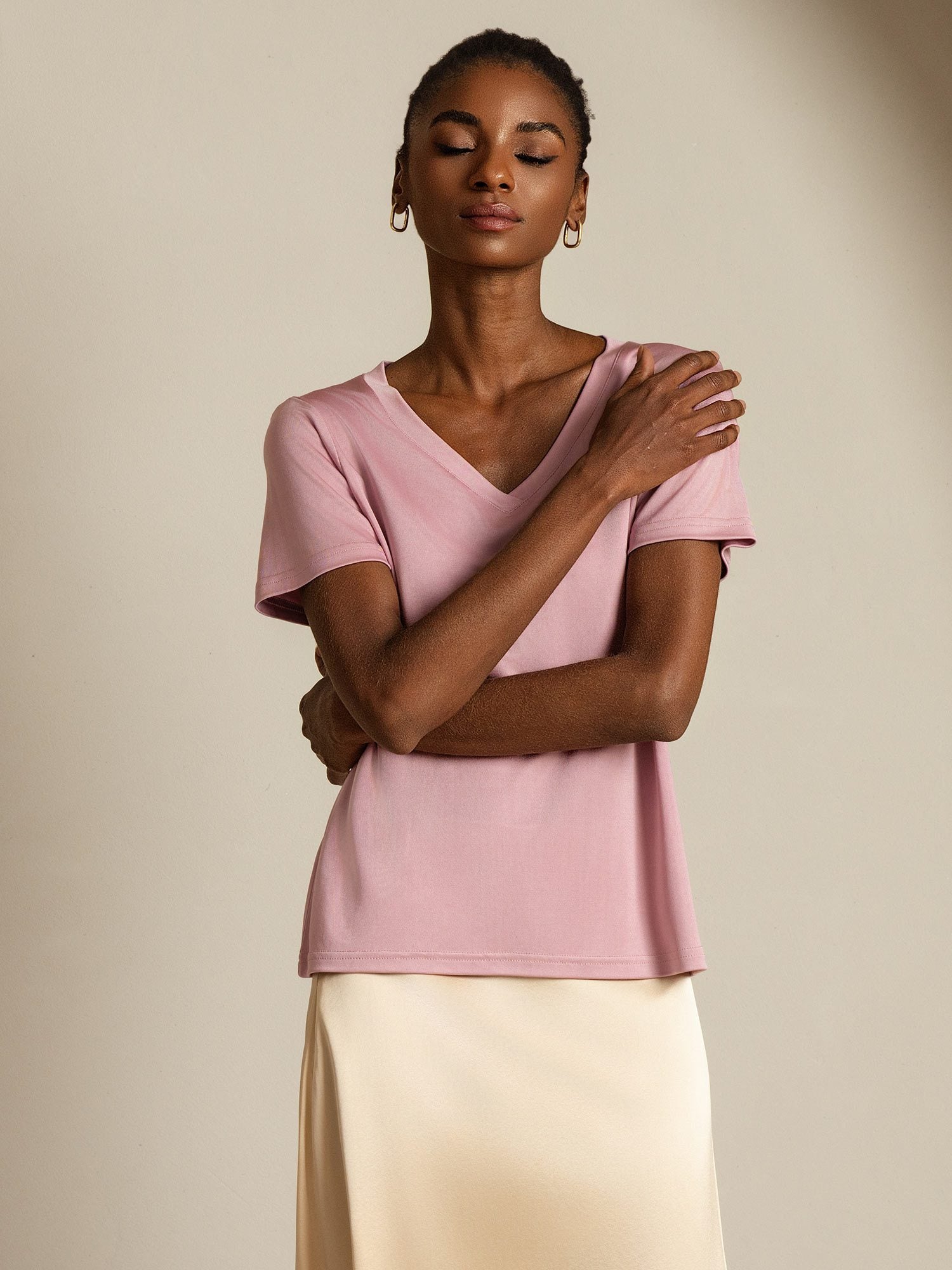 [MalvaPallido] SilkSilky-IT Seta pura Womens T-Shirt 008