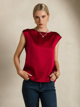 [Vino] SilkSilky-IT Cap Sleeve Round Neck Magliette donna 006
