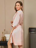 SilkSilky IT Seta pura A metà Womens Robe Rosa 007