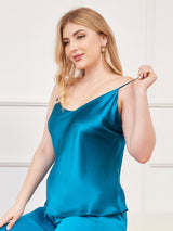 [Verde Acqua] SilkSilky-IT Tirantes Finos Scollo a V Cami taglia grossa 005