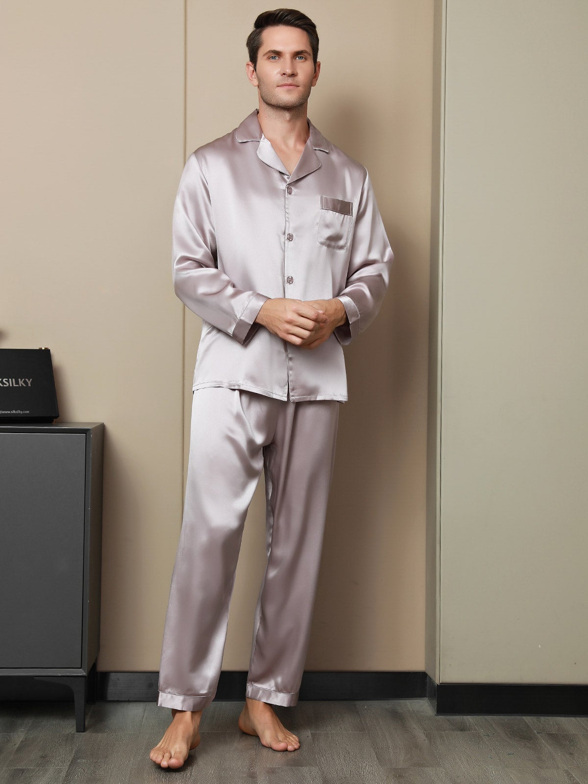 [Malva Pallido] SilkSilky-IT 19Momme Seta pura Mens Pajamas 004