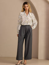 [Fiore di Salvia] SilkSilky-IT Long Sleeve Lapel Collar Camicette 008