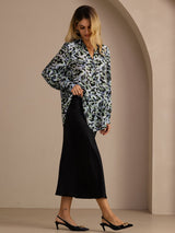 [Leopardo Ottanio] SilkSilky-IT Long Sleeve Lapel Collar Camicette 005