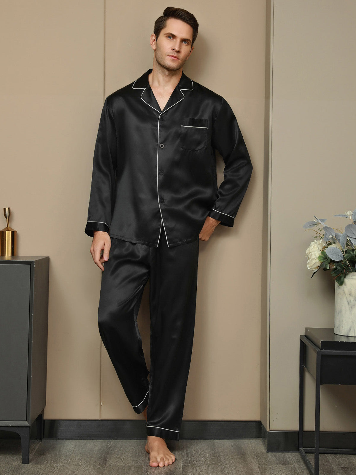 [Nero] SilkSilky-IT 19Momme Seta pura Mens Pajamas 004