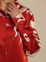 [Vino] SilkSilky-IT 19Momme Manica lunga Colletto con Revers Camicie da donna 004