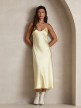 [Giallo Chiaro] SilkSilky-IT Sleeveless V Neck Camicia da notte 001