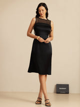 [Nero] SilkSilky-IT Sleeveless Illusion Neck Vestiti da donna 007