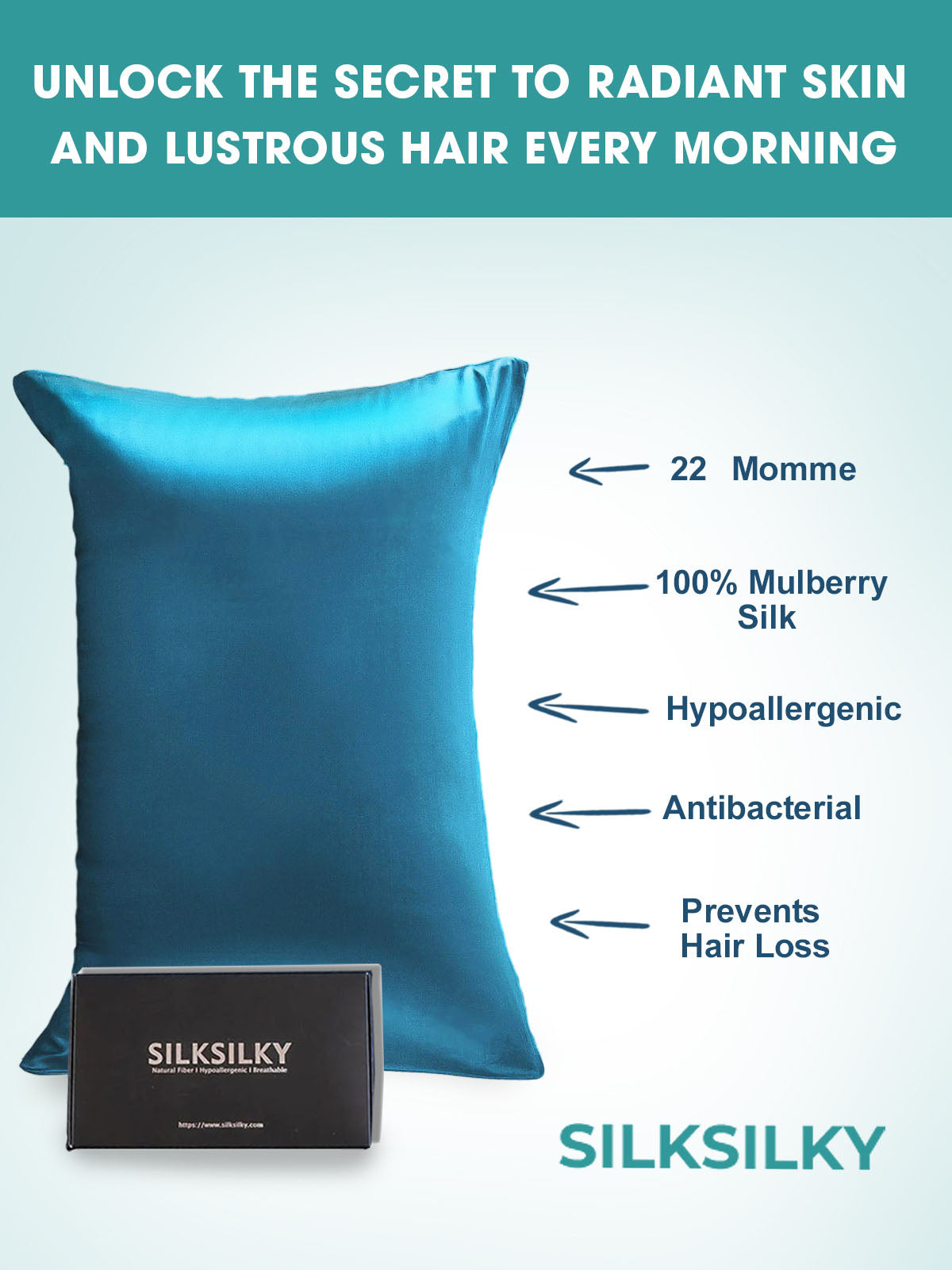 [Verde Acqua] SilkSilky-IT 22Momme Seta pura Pillowcase 003