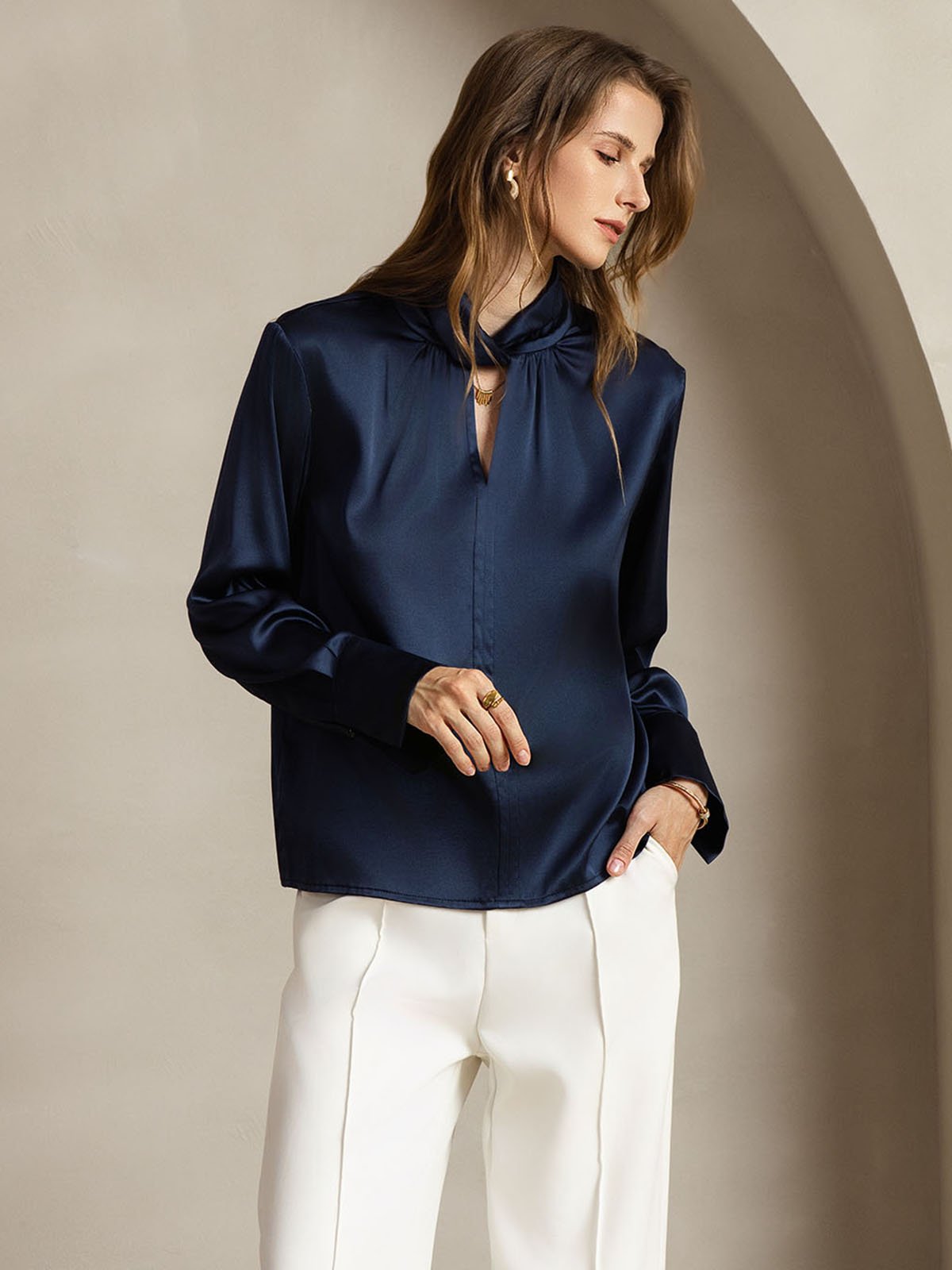[BluScuro] SilkSilky-IT 19Momme Seta Womens Shirt 006