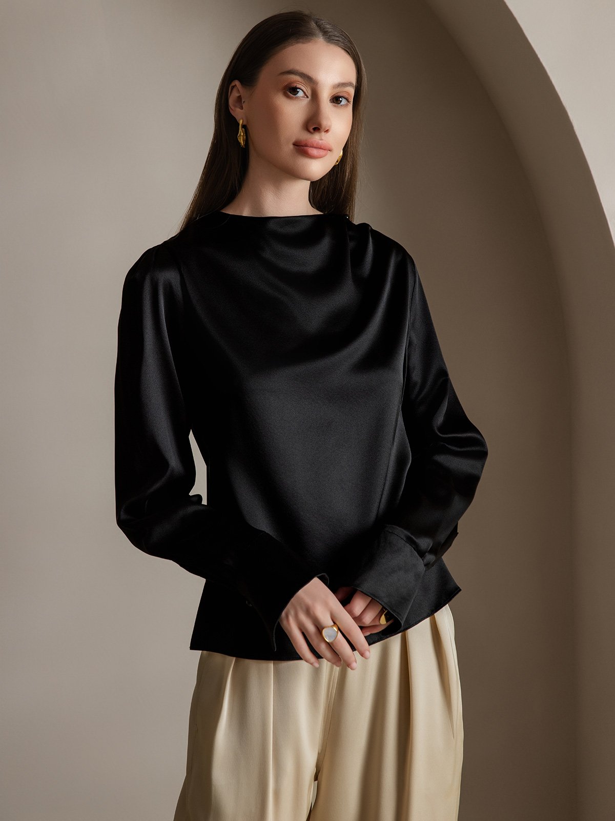 [Nero] SilkSilky-IT 19Momme Seta Womens Shirt 003