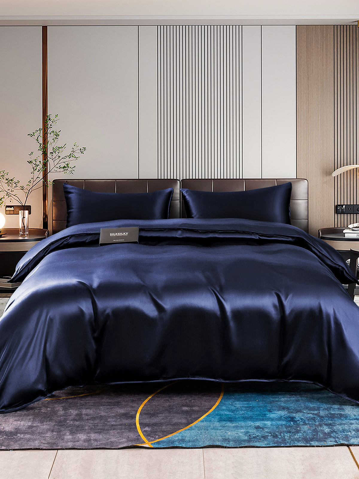 [Blu Scuro] SilkSilky-IT 22Momme Seta pura Bedding Set 001