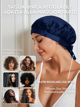 [Blu Scuro] SilkSilky-IT Cuffia di seta 006