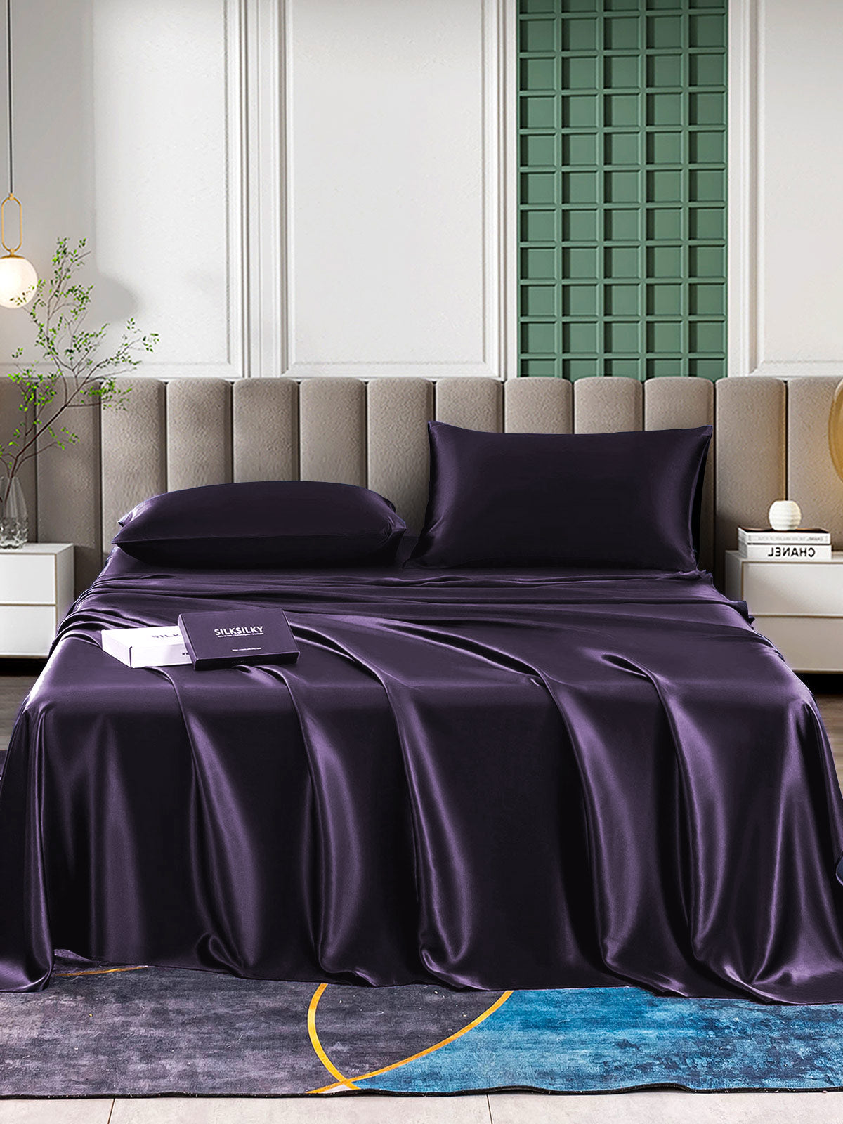 [Viola Scuro] SilkSilky-IT 22Momme Seta pura Bedding Set 001,