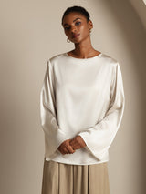 [Bianco] SilkSilky-IT Long Sleeve Boat Neck Camicette 003