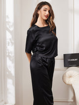 [Nero] SilkSilky-IT Half Sleeve Round Neck Pigiami da donna 003