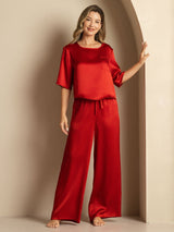 [Vino] SilkSilky-IT Half Sleeve Round Neck Pigiami da donna 005