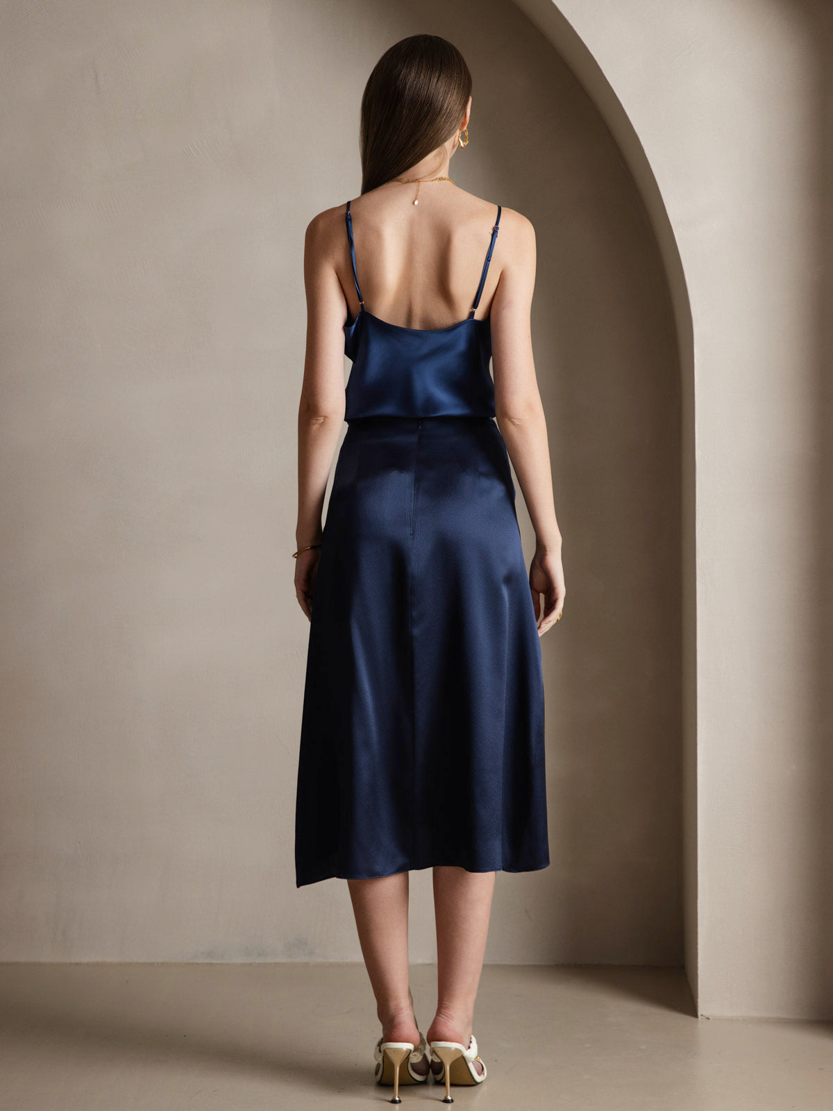 [Blu Scuro] SilkSilky-IT Senza maniche Camisoles 002