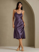 [Grigio Porpora] SilkSilky-IT Sleeveless V Neck Vestiti da donna 006