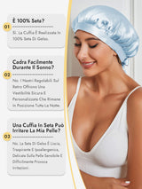 [Azzurro] SilkSilky-IT Cuffia di seta 005
