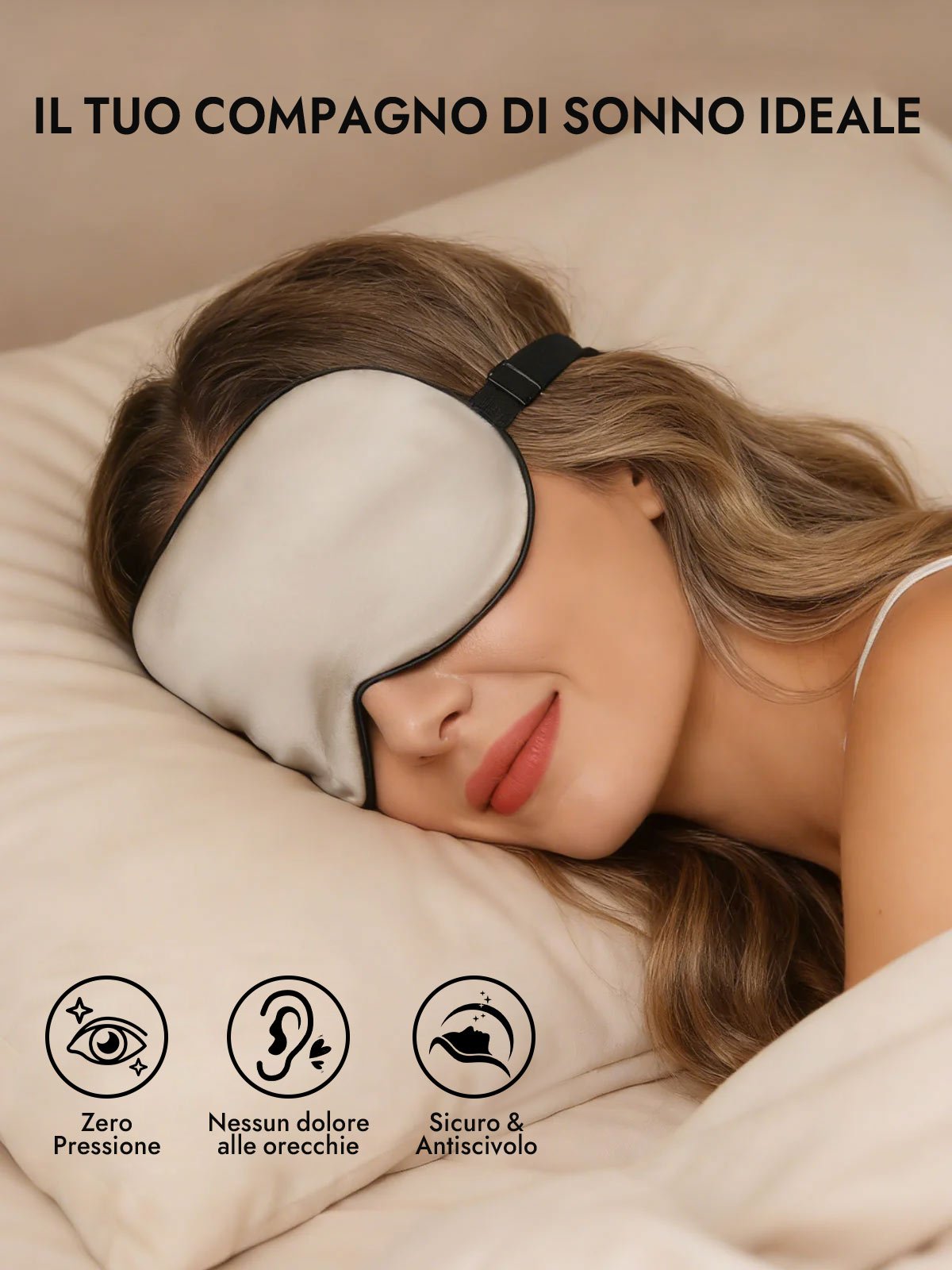 [Beige] SilkSilky-IT Mascherina da Notte 005