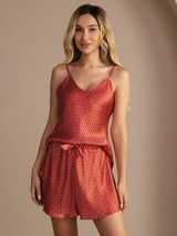 [Ginkgo Borgogna] SilkSilky-IT Sleeveless V Neck Set di Bretelle 006
